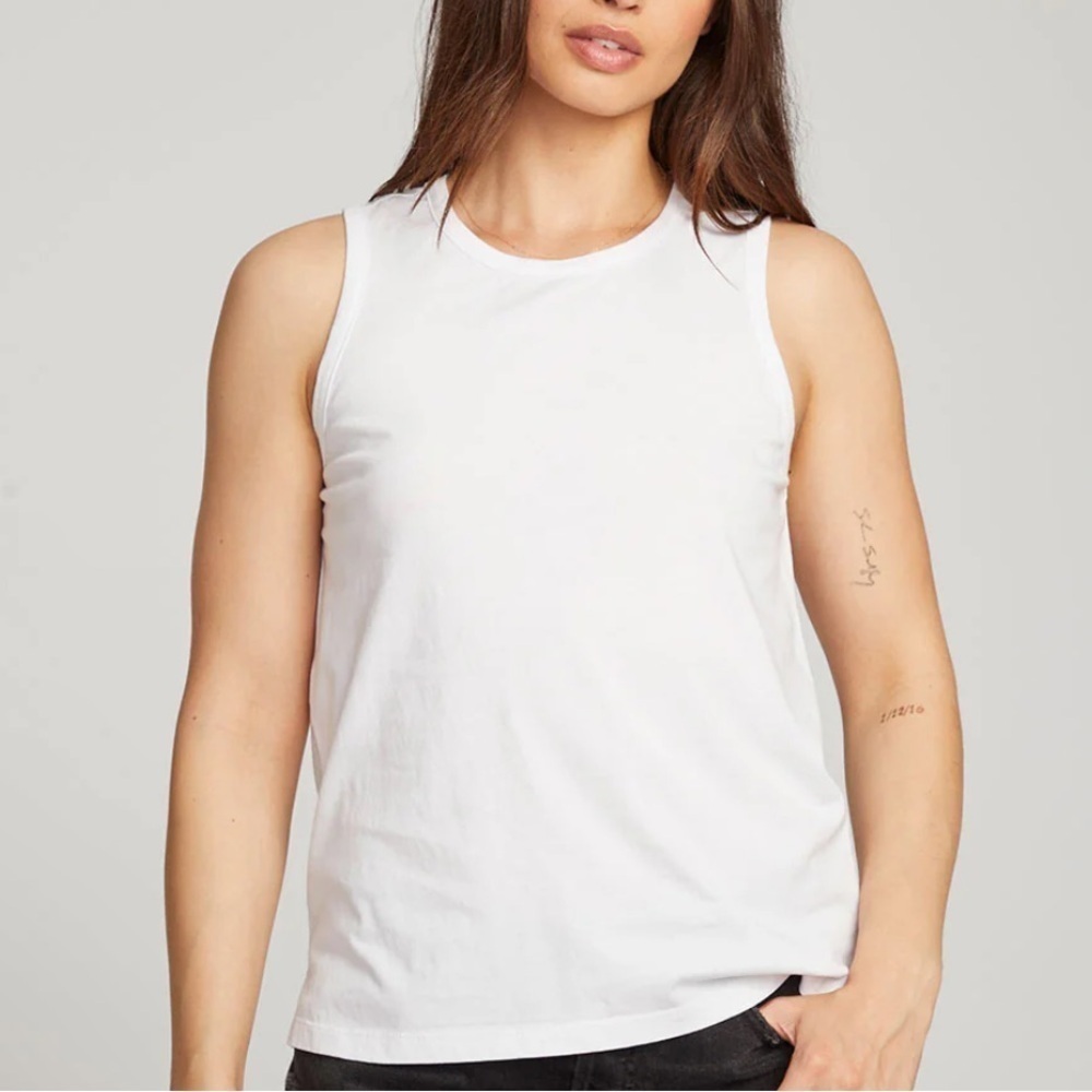 Chaser Textured White Milk Medium Swing Open Back Tank medium